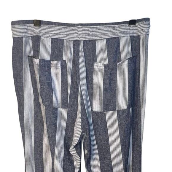 Old Navy womens size M linen Viscose blend bohemian wide striped flare leg pant - Picture 5 of 8